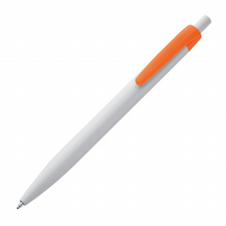 Kunststoffkugelschreiber weiß mit farbigem Clip