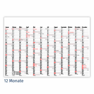 Wandplaner "Green" (Time, Data, Memory und Tiempo), 2-farbig, Offsetdruck (Inhalt)