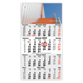4-Monats DIN A3 Kalender "Four Euro", 1-farbig, Offsetdruck (Kopflasche)
