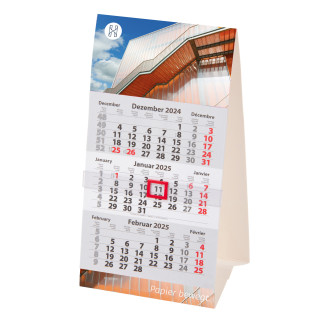 3-Monats Tischkalender "Junior", Digitaldruck (Rückwand)