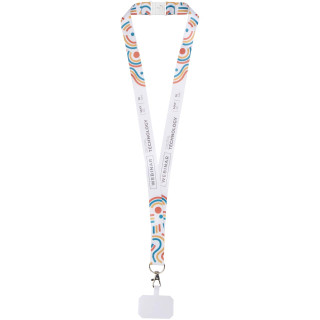 Addie Sublimation Lanyard mit Telefonhalterung und Sicherheitsverschluss, weiß, 10mm