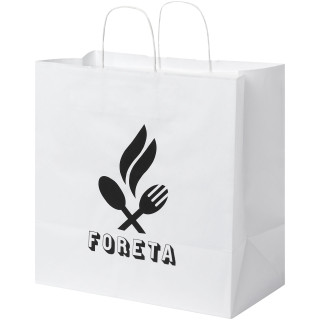 Kraftpapiertasche 80-90 g/m² mit gedrehten Griffen – XL, weiß