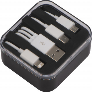 Kunststoffbox mit 3in1 USB Ladekabel, schwarz