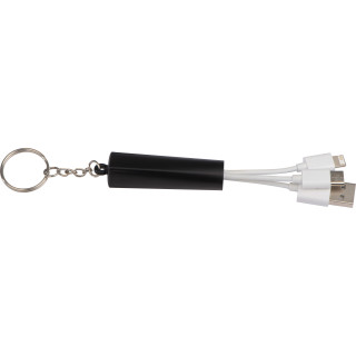 Schlüsselanhänger mit 3in1 USB Ladekabel LANA, schwarz