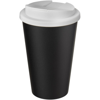 Americano® Eco 350 ml recycelter Becher mit auslaufsicherem Deckel, weiss / schwarz