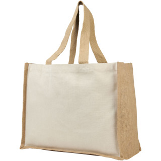 Varai 320 g/m Canvas und Jute Einkaufstasche 23L, natural, natur