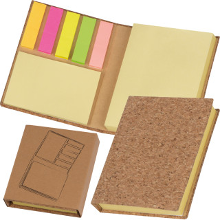 Haftmarker- und Haftnotizbuch mit Korkumschlag, beige