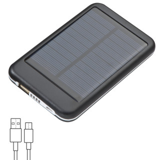 Solar Powerbank aus Metall mit 4.000 mAh LEONARD, schwarz