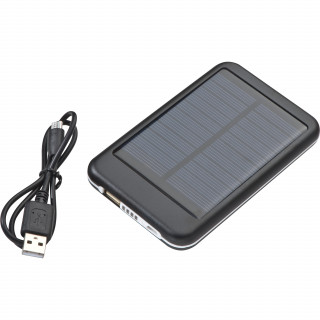 Solar Powerbank aus Metall mit 4.000 mAh Speicherkapazität, inkl. Ladekabel, schwarz