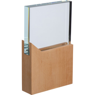 Trophäe mit Holzsockel, beige