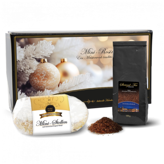 250g Mini-Rosinenstollen im Geschenkkarton mit 100g Stollentee