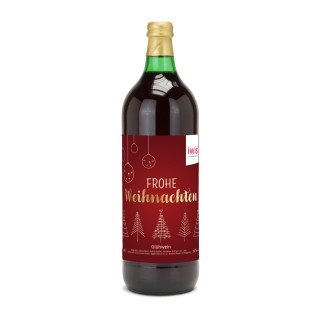 Glühwein - Flasche grün, mit Schraubverschluss, 1 l - individuelles Etikett