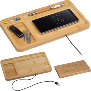 Deskorganizer mit integriertem Wireless Charger, beige