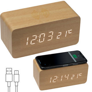 Schreibtischuhr mit intergriertem Charger DELILAH, beige