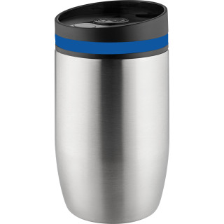 Metmaxx® Thermobecher „CremaOfficinaBudget“, silber, Ring blau