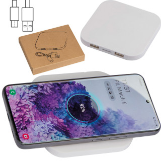Kabelloses Ladegerät mit 2 USB Ports, weiss