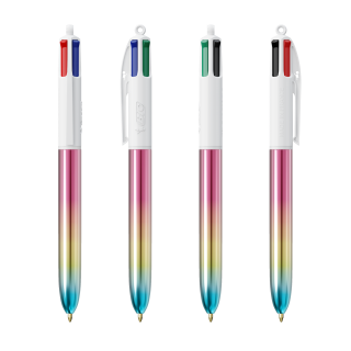 BIC® 4 Colours® Gradient + Umhängeband, rosa, gelb, türkis