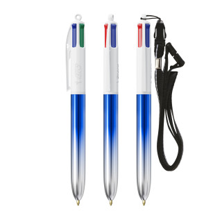 BIC® 4 Colours® Bicolor + lanyard, blau, silber