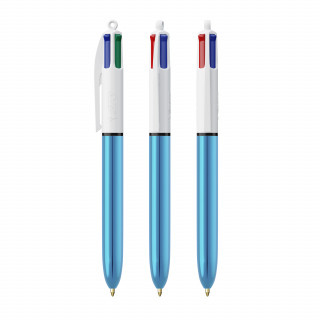 BIC® 4 Colours® Shine ballpen, weiß, blaumetallic