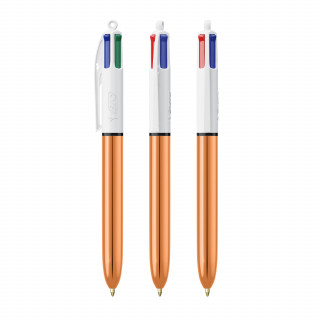 BIC® 4 Colours Shine mit Lanyard-Kugelschreiber, weiß, roségold