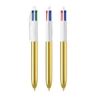 BIC® 4 Colours® Shine ballpen, weiß, gold