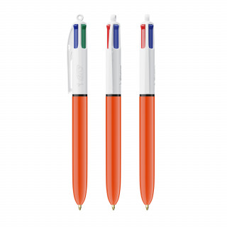BIC® 4 Colours Fine mit Lanyard-Kugelschreiber, weiß, orange