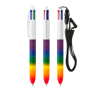 BIC® 4 Colours® Rainbow Decor + lanyard, weiß, regenbogen