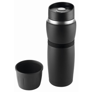 Metmaxx® Thermosflasche "CremaTravel", schwarz, Ring schwarz