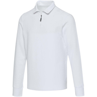 Zeus Langarm Poloshirt Unisex mit Reißverschluss, weiß, XS