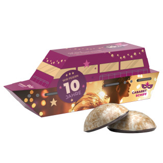 3D-Präsent "Schiff", WEISS 4er Lebkuchen Mini
