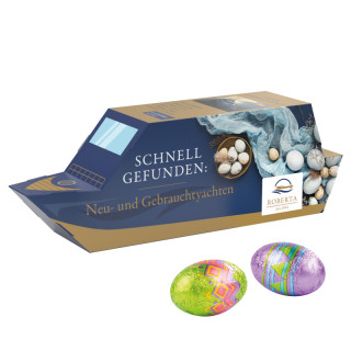 3D-Präsent mit Klett Schokoladeneiern Ostern - Schiff