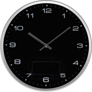 Wanduhr mit silbernem Rahmen und Click-System