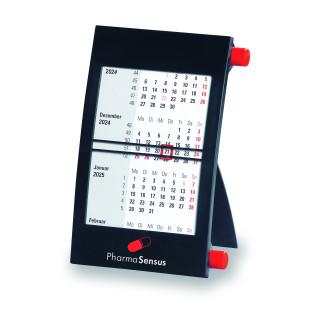 Tischkalender für 2 Jahre mit patentierter Drehmechanik grau, deutsch