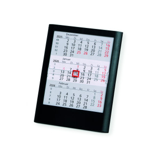Tischkalender für 2 Jahre mit 24 zweifarbigen Kalenderseiten, 6-sprachig (D, F, NL,E,I,GB), schwarz