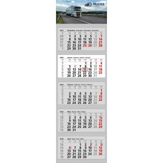 5-Monats-Mehrblockkalender, grau, 4-sprachig (D, GB, F, NL), bedruckbare Kopflasche
