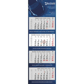 4-Monats-Mehrblockkalender, 14 Monate, grau, 4-sprachig (D, GB, F, E)