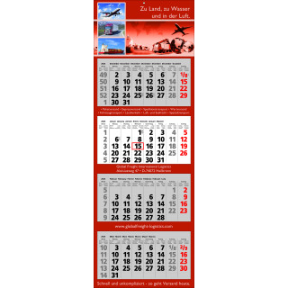 Papierwandkalender mit 4 Monaten auf 4 einzelnen Blöcken, 7-spr. (D,GB,F,E,I,NL,Polnisch) intern. Feiertagskennzeichnung