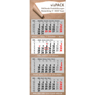 Papierwandkalender extra groß mit 4 Monaten auf 4 einzelnen Blöcken, 4-sprachig (D,GB,F,E)
