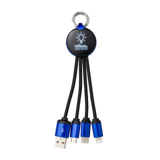 3-in-1 Ladekabel mit Beleuchtung REEVES-PUHALANI, blau, schwarz, silber