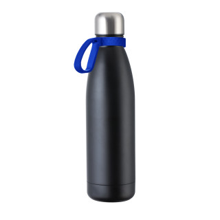 Thermoflasche RETUMBLER myTOULON, Flasche: schwarz, Ring: blau