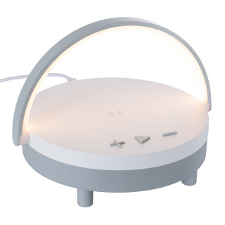 Wireless Lautsprecher inkl 15 Watt Wireless Charger mit Licht REEVES-BOURVILLE, grau, weiß