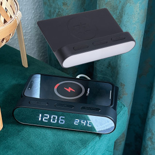 Wecker und Wireless charger Adelaine, schwarz
