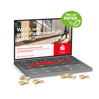 Adventskalender "Laptop" mit Lindt Schokotäfelchen