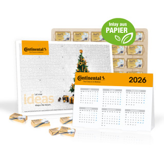„2 in 1“ Marken-Adventskalender Lindt Schokolade mit Jahresplaner, Inlay aus Papier