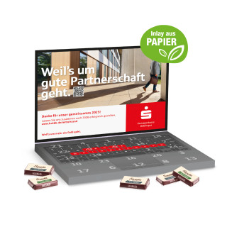 Adventskalender "Laptop" mit Sarotti Schokotäfelchen