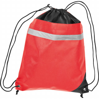 Non Woven Gymbag mit reflektierendem Streifen, rot