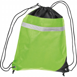 Non Woven Gymbag mit reflektierendem Streifen, apfelgrün