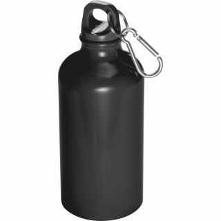 Trinkflasche aus Metall mit Karabinerhaken, 500ml, schwarz