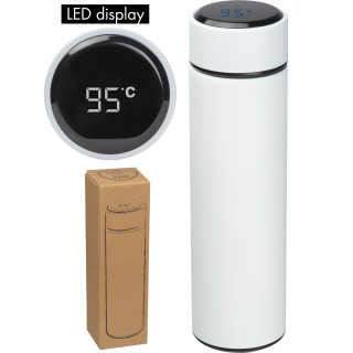 Edelstahlflasche mit LED Temperaturanzeige, 450ml, weiss