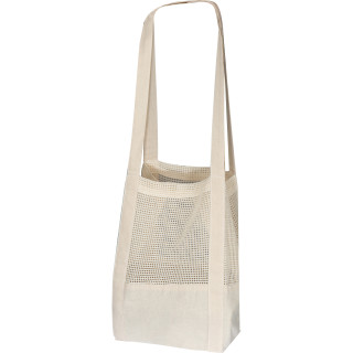 Baumwolltasche mit gehäkeltem Mittelteil, weiss
